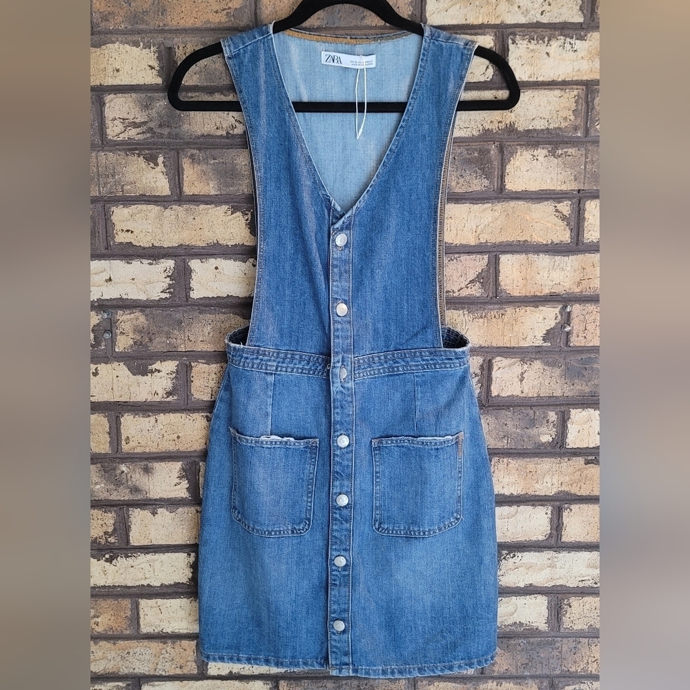 Zara blue denim button down dress, size xs